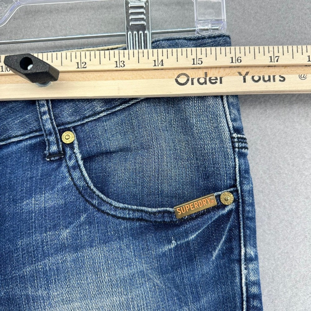 Superdry Cropped Union Denim Capri Blue Jeans Womens Size 30 (32x19) Preppy Rock - Picture 4 of 9